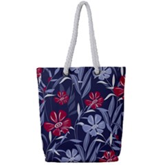 Abstract Seamless Pattern With Colorful Tropical Leaves Flowers Purple Full Print Rope Handle Tote (small) by Vaneshart