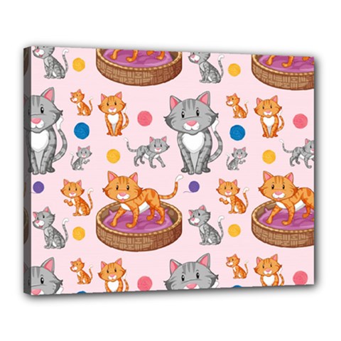 Cat Seamless Pattern Canvas 20  X 16  (stretched) by Vaneshart