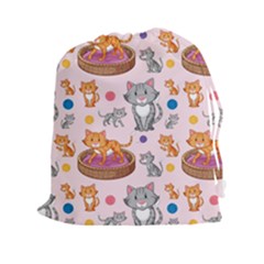 Cat Seamless Pattern Drawstring Pouch (2xl) by Vaneshart