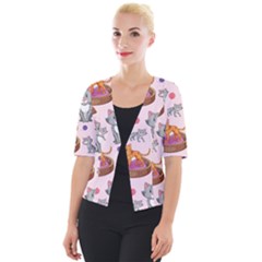 Cat Seamless Pattern Cropped Button Cardigan by Vaneshart