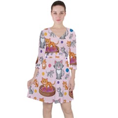 Cat Seamless Pattern Ruffle Dress by Vaneshart