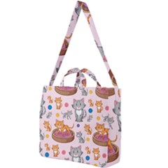 Cat Seamless Pattern Square Shoulder Tote Bag by Vaneshart