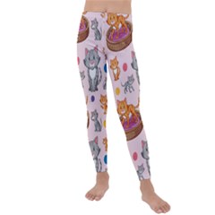 Cat Seamless Pattern Kids  Lightweight Velour Leggings by Vaneshart