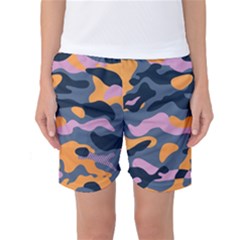 Camouflage Background Textile Uniform Seamless Pattern Women s Basketball Shorts by Vaneshart