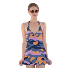 Camouflage Background Textile Uniform Seamless Pattern Halter Dress Swimsuit  by Vaneshart