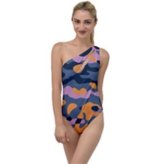 Camouflage Background Textile Uniform Seamless Pattern To One Side Swimsuit by Vaneshart