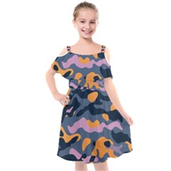 Camouflage Background Textile Uniform Seamless Pattern Kids  Cut Out Shoulders Chiffon Dress by Vaneshart