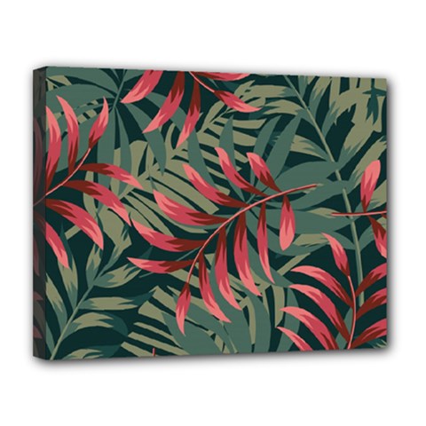 Trending Abstract Seamless Pattern With Colorful Tropical Leaves Plants Green Canvas 14  X 11  (stretched) by Vaneshart