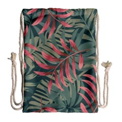 Trending Abstract Seamless Pattern With Colorful Tropical Leaves Plants Green Drawstring Bag (large) by Vaneshart