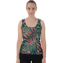 Trending Abstract Seamless Pattern With Colorful Tropical Leaves Plants Green Velvet Tank Top by Vaneshart