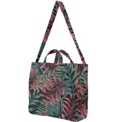 Trending Abstract Seamless Pattern With Colorful Tropical Leaves Plants Green Square Shoulder Tote Bag by Vaneshart