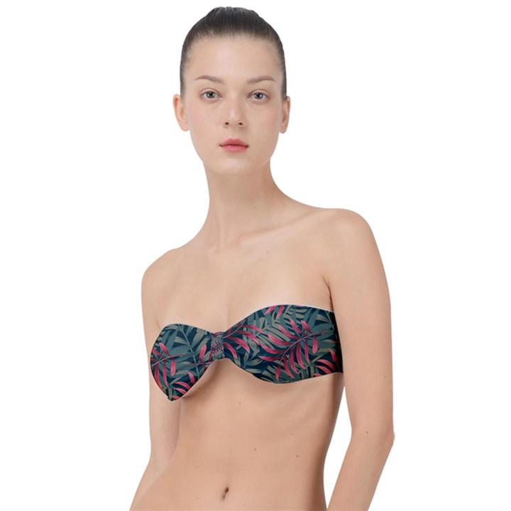 Trending Abstract Seamless Pattern With Colorful Tropical Leaves Plants Green Classic Bandeau Bikini Top 