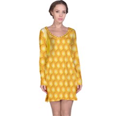 Abstract Honeycomb Background With Realistic Transparent Honey Drop Long Sleeve Nightdress by Vaneshart