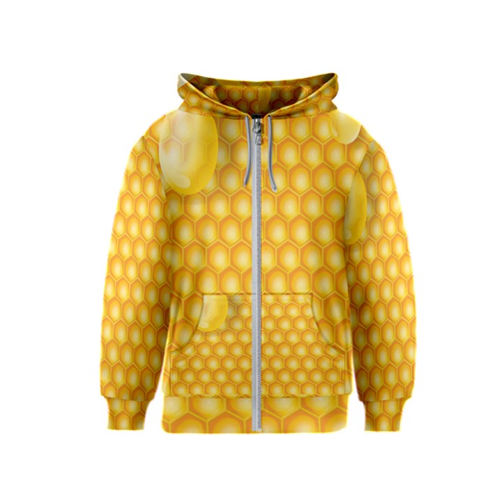 Abstract Honeycomb Background With Realistic Transparent Honey Drop Kids  Zipper Hoodie