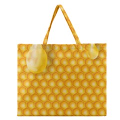 Abstract Honeycomb Background With Realistic Transparent Honey Drop Zipper Large Tote Bag by Vaneshart