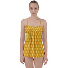 Abstract Honeycomb Background With Realistic Transparent Honey Drop Babydoll Tankini Set by Vaneshart