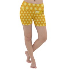 Abstract Honeycomb Background With Realistic Transparent Honey Drop Lightweight Velour Yoga Shorts by Vaneshart