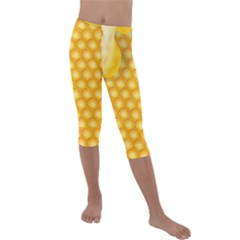 Abstract Honeycomb Background With Realistic Transparent Honey Drop Kids  Lightweight Velour Capri Leggings  by Vaneshart