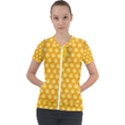 Abstract Honeycomb Background With Realistic Transparent Honey Drop Short Sleeve Zip Up Jacket View1