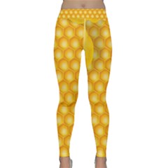 Abstract Honeycomb Background With Realistic Transparent Honey Drop Classic Yoga Leggings by Vaneshart