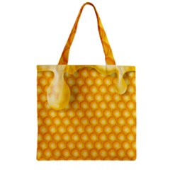 Abstract Honeycomb Background With Realistic Transparent Honey Drop Zipper Grocery Tote Bag by Vaneshart