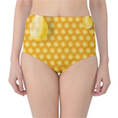 Abstract Honeycomb Background With Realistic Transparent Honey Drop Classic High-waist Bikini Bottoms by Vaneshart