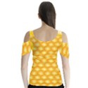 Abstract Honeycomb Background With Realistic Transparent Honey Drop Butterfly Sleeve Cutout Tee  View2