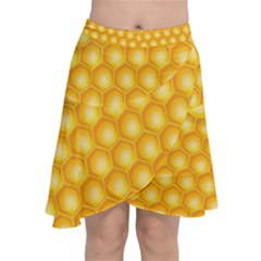 Abstract Honeycomb Background With Realistic Transparent Honey Drop Chiffon Wrap Front Skirt