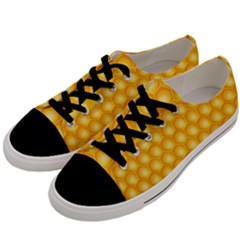 Abstract Honeycomb Background With Realistic Transparent Honey Drop Men s Low Top Canvas Sneakers by Vaneshart