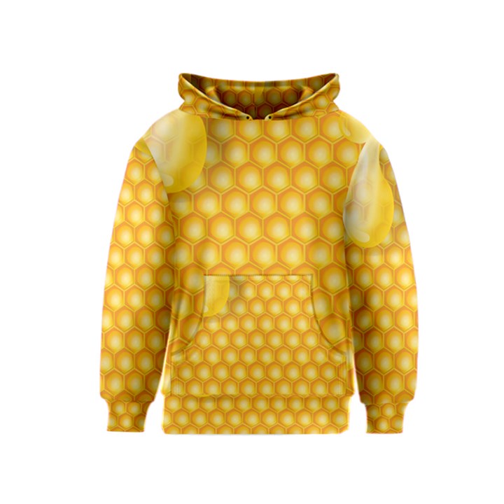 Abstract Honeycomb Background With Realistic Transparent Honey Drop Kids  Pullover Hoodie