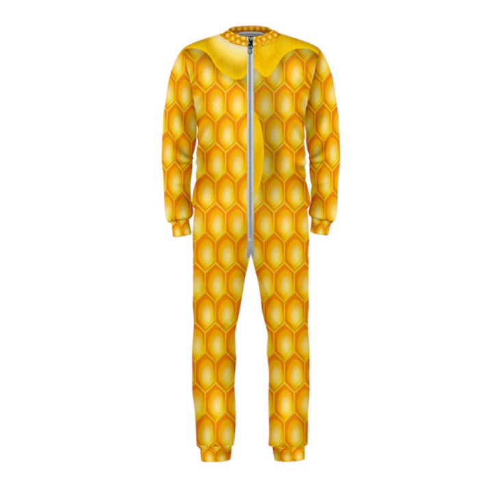 Abstract Honeycomb Background With Realistic Transparent Honey Drop OnePiece Jumpsuit (Kids)