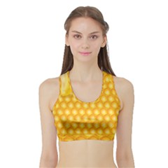 Abstract Honeycomb Background With Realistic Transparent Honey Drop Sports Bra With Border by Vaneshart