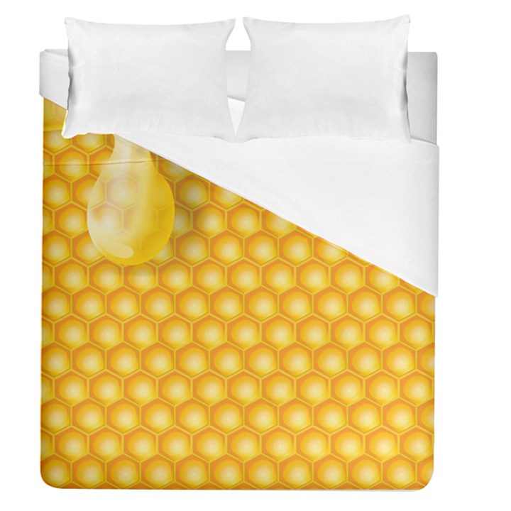 Abstract Honeycomb Background With Realistic Transparent Honey Drop Duvet Cover (Queen Size)