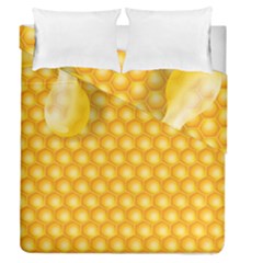 Abstract Honeycomb Background With Realistic Transparent Honey Drop Duvet Cover Double Side (queen Size) by Vaneshart