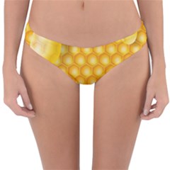 Abstract Honeycomb Background With Realistic Transparent Honey Drop Reversible Hipster Bikini Bottoms by Vaneshart