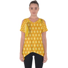 Abstract Honeycomb Background With Realistic Transparent Honey Drop Cut Out Side Drop Tee by Vaneshart