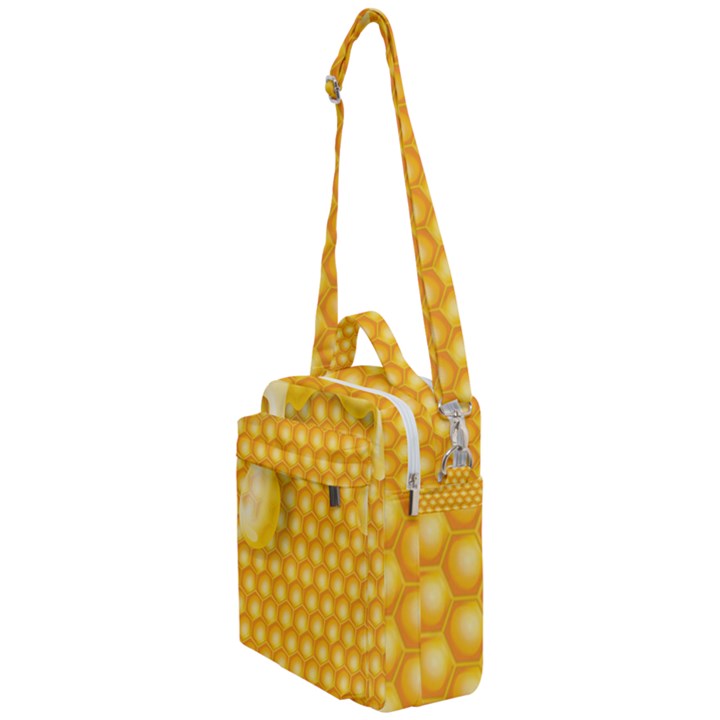 Abstract Honeycomb Background With Realistic Transparent Honey Drop Crossbody Day Bag