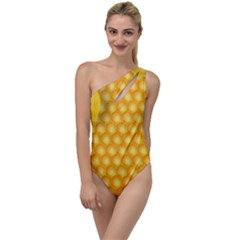 Abstract Honeycomb Background With Realistic Transparent Honey Drop To One Side Swimsuit by Vaneshart