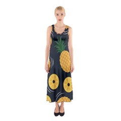 Seamless Pattern Pineapple Pattern Sleeveless Maxi Dress by Vaneshart