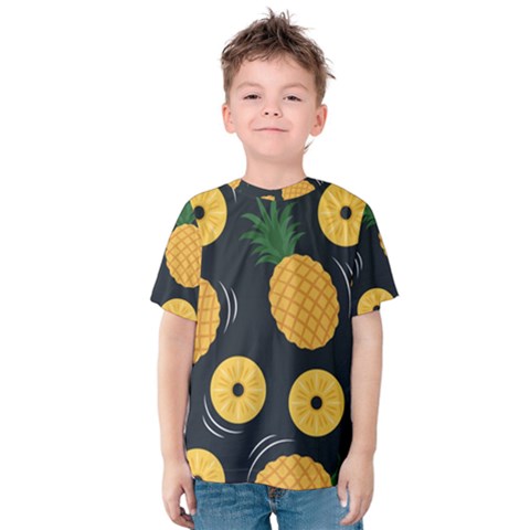 Seamless Pattern Pineapple Pattern Kids  Cotton Tee by Vaneshart