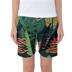 Abstract Seamless Pattern With Tropical Leaves Women s Basketball Shorts by Vaneshart