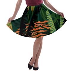 Abstract Seamless Pattern With Tropical Leaves A-line Skater Skirt by Vaneshart