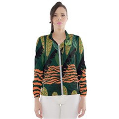 Abstract Seamless Pattern With Tropical Leaves Women s Windbreaker