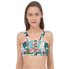 Abstract Seamless Pattern With Tropical Leaves Cage Up Bikini Top by Vaneshart