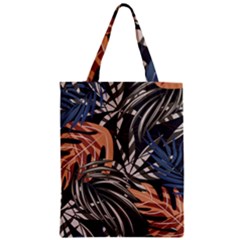 Trend Seamless Pattern With Colorful Tropical Leaves Plants Brown Background Zipper Classic Tote Bag by Vaneshart