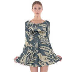 Birds Nature Design Long Sleeve Skater Dress by Vaneshart