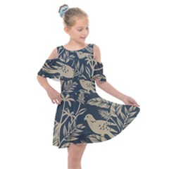 Birds Nature Design Kids  Shoulder Cutout Chiffon Dress by Vaneshart