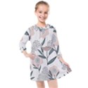 Retro Floral Pattern Kids  Quarter Sleeve Shirt Dress View1