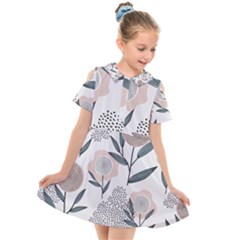 Retro Floral Pattern Kids  Short Sleeve Shirt Dress by Vaneshart