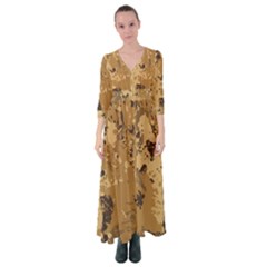 Abstract Grunge Camouflage Background Button Up Maxi Dress by Vaneshart